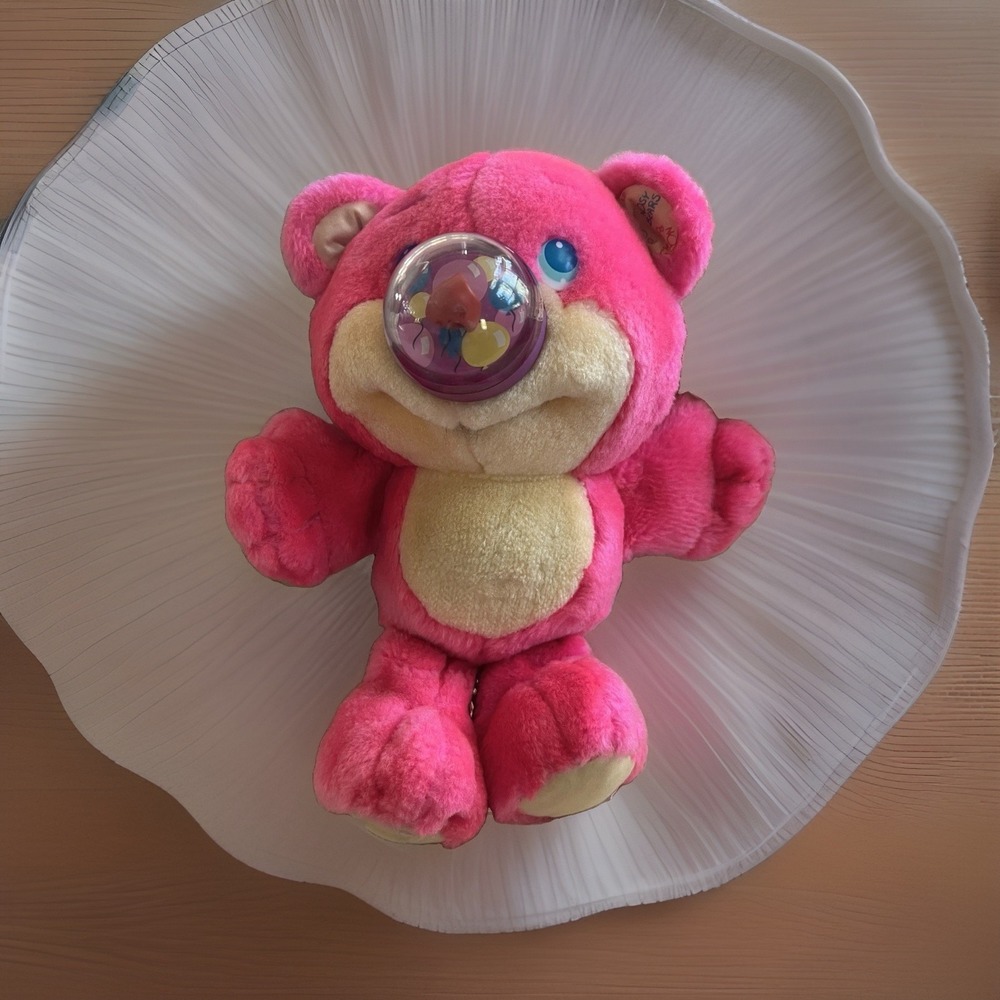 Vintage 1987 Playskool Hot Pink Nosy Bear Funsy Balloon Plush Works Video